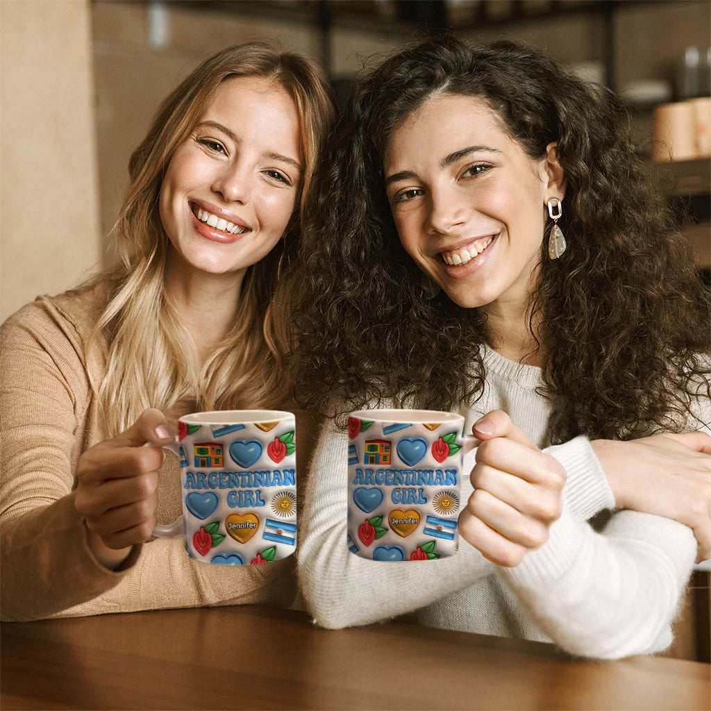 Argentinian Girl Coffee Mug Cup With Custom Your Name