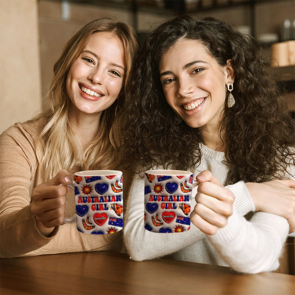 Australian Girl Coffee Mug Cup With Custom Your Name