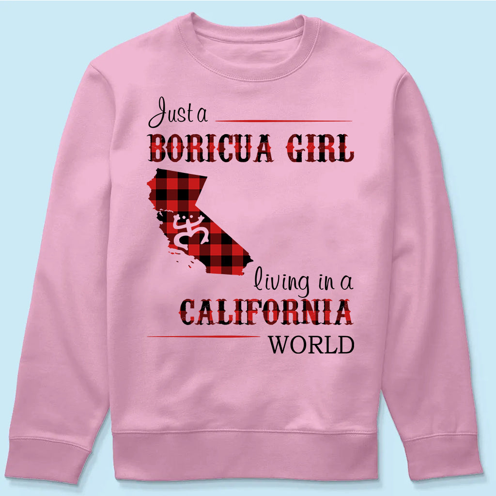 Just A Boricua Girl Living In A California World T-shirt