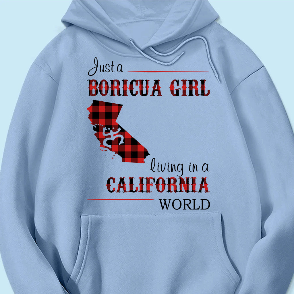 Just A Boricua Girl Living In A California World T-shirt