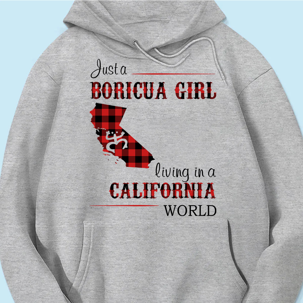 Just A Boricua Girl Living In A California World T-shirt