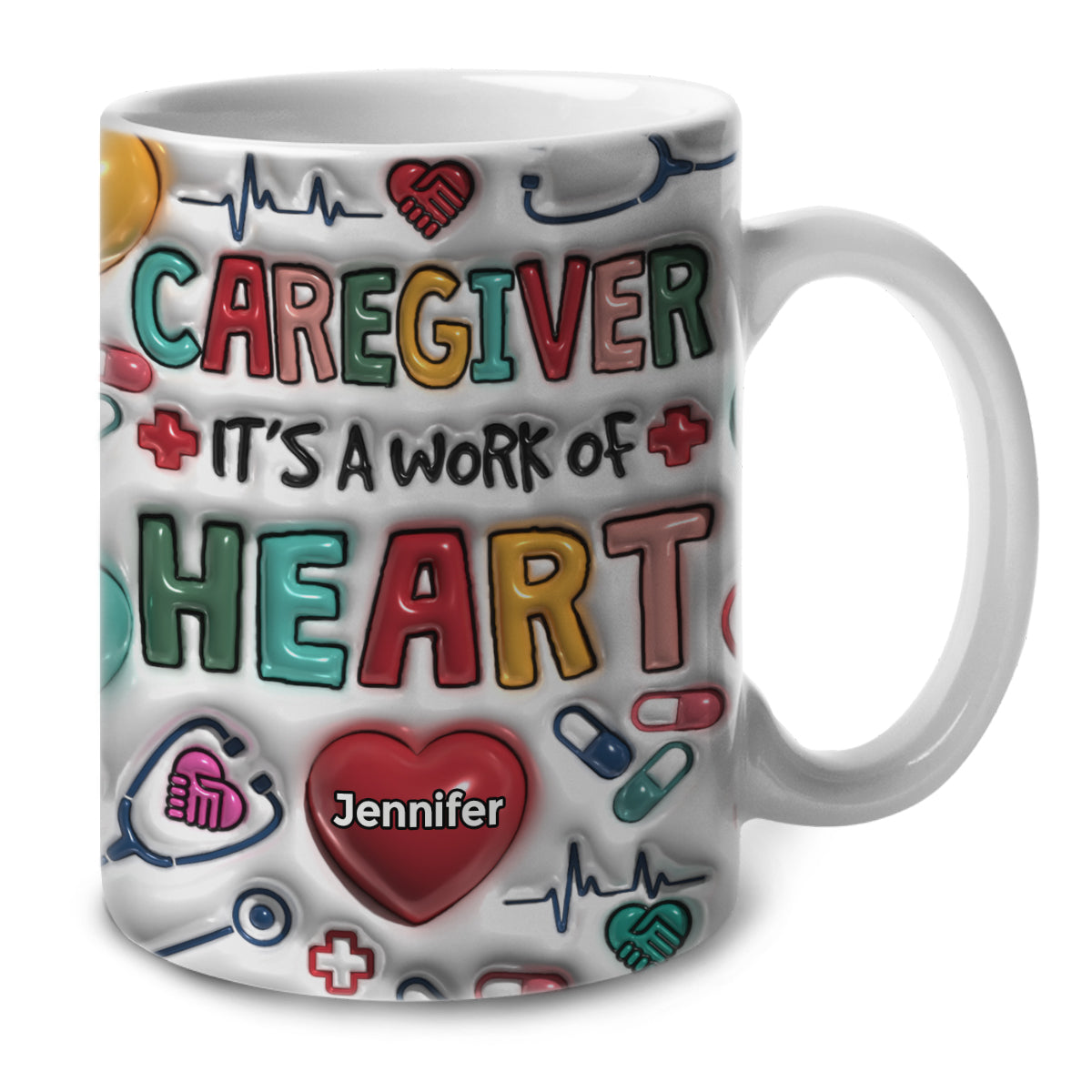 Caregiver It&#39;s A Work Of Heart Coffee Mug Cup With Custom Your Name