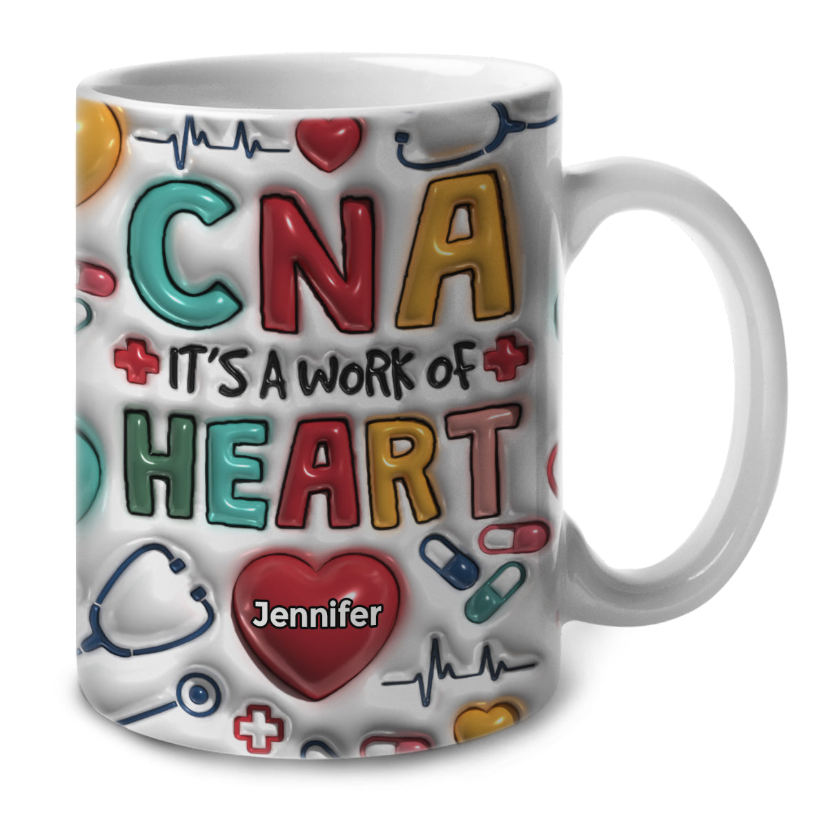 CNA It&#39;s A Work Of Heart Coffee Mug Cup With Custom Your Name