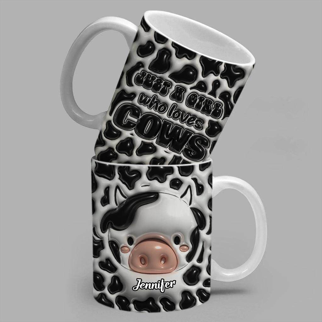 Just A Girl Who Loves Cows Coffee Mug Cup With Custom Your Name