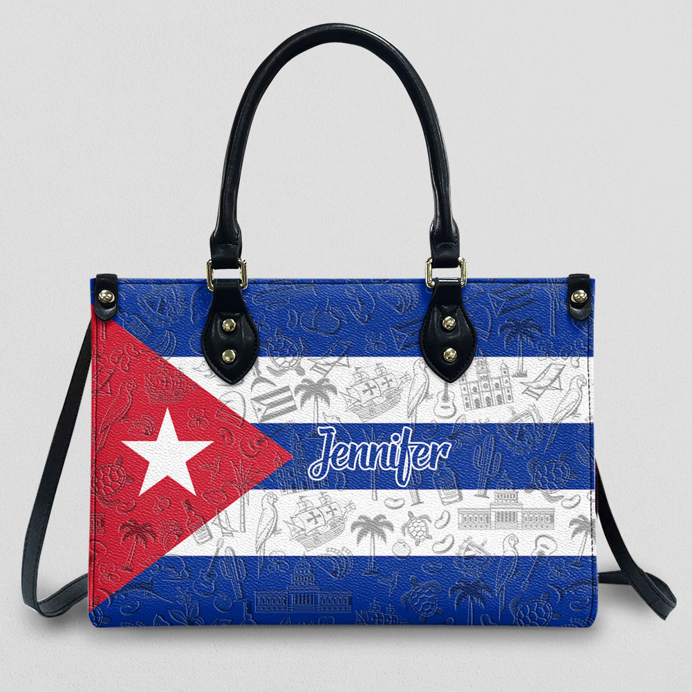 Custom Cuba Leather Handbag Purse With Your Name