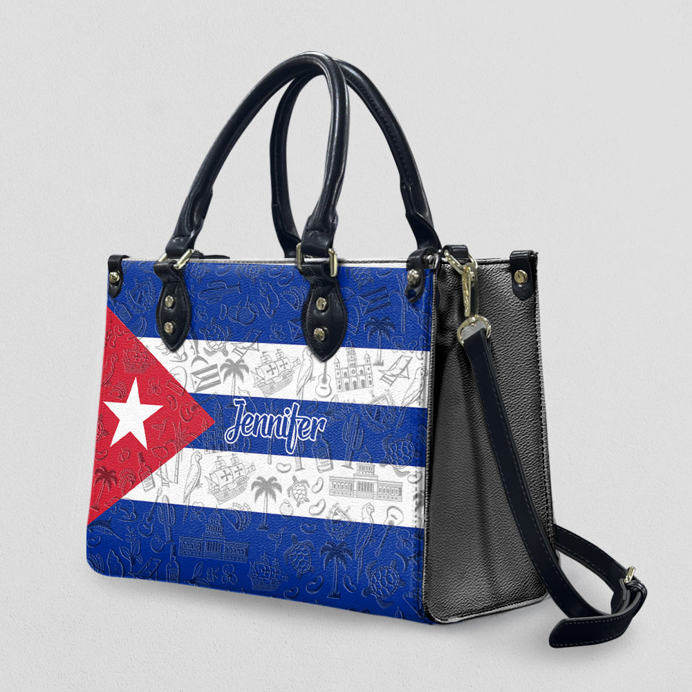 Custom Cuba Leather Handbag Purse With Your Name