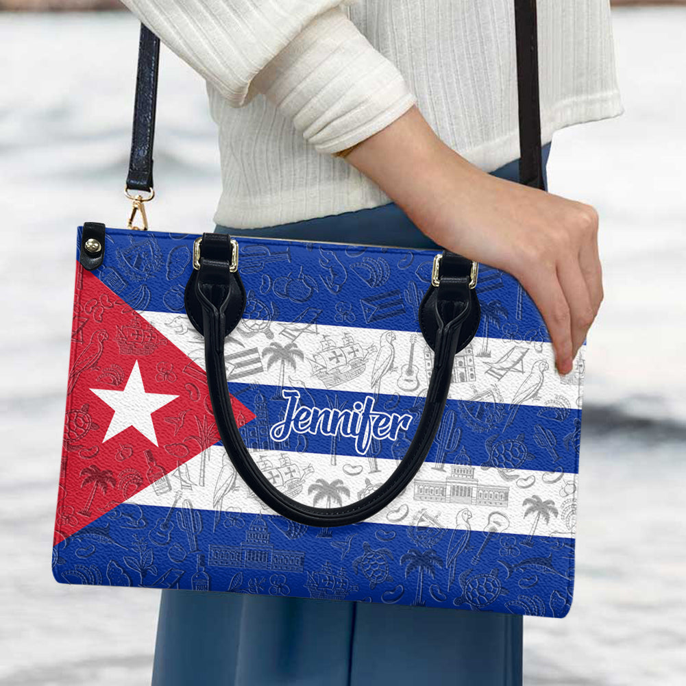 Custom Cuba Leather Handbag Purse With Your Name