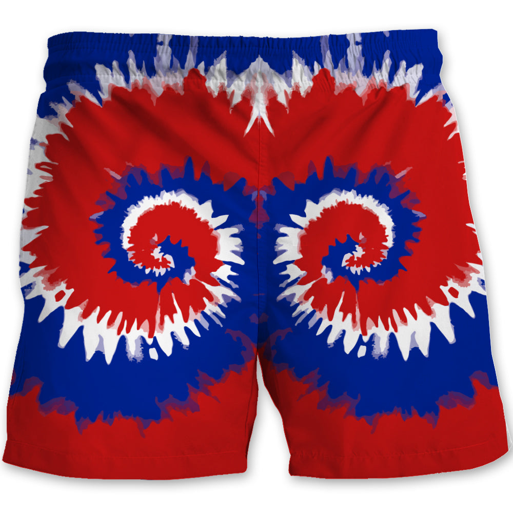 Cuba Men Beach Shorts With Flag Symbols Tie Dye