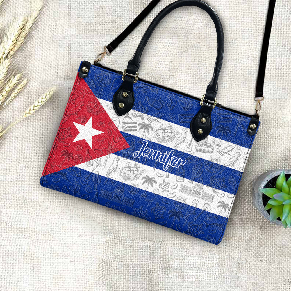 Custom Cuba Leather Handbag Purse With Your Name