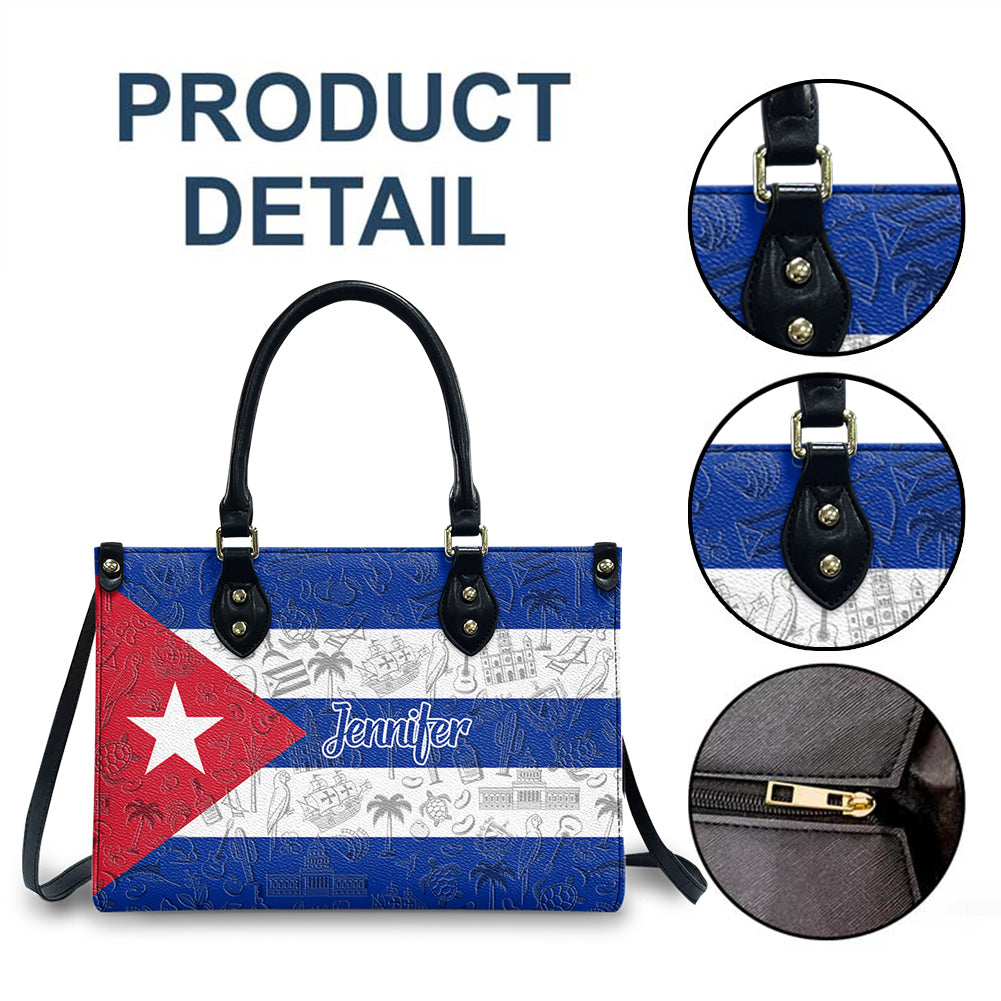 Custom Cuba Leather Handbag Purse With Your Name