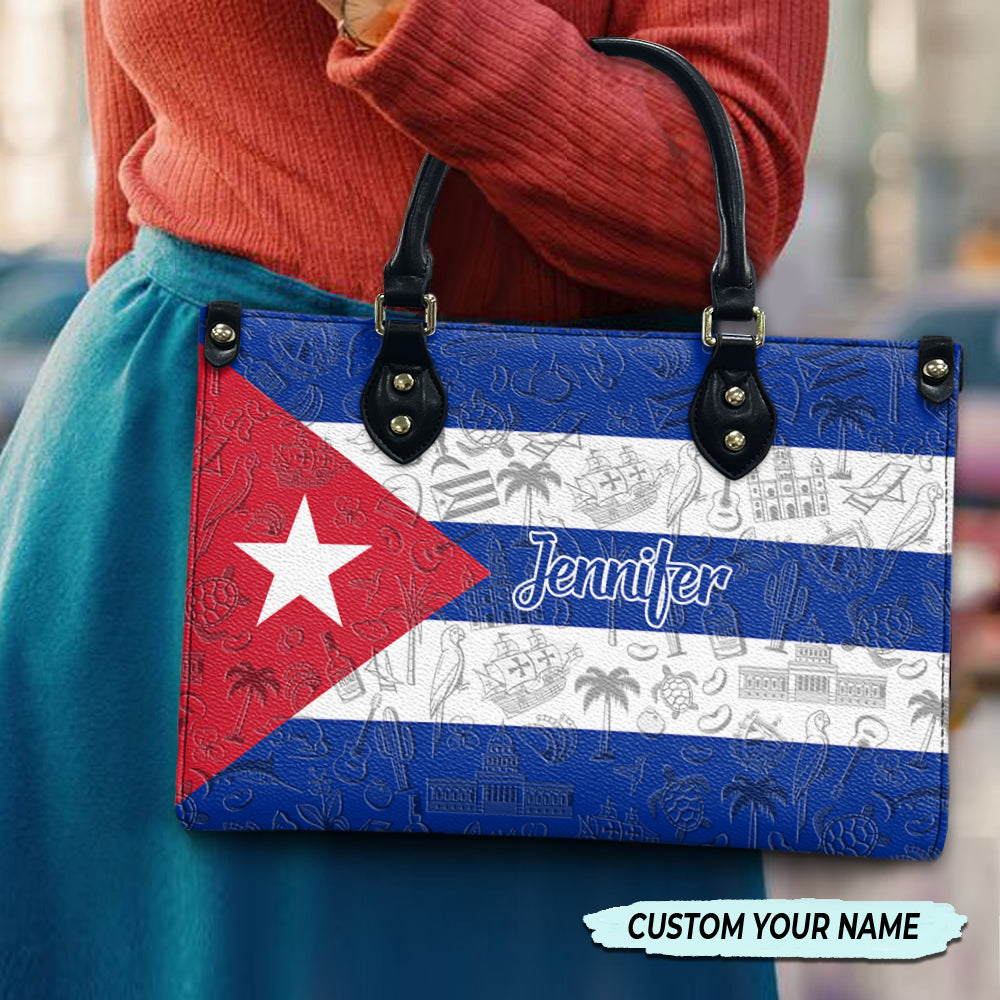 Custom Cuba Leather Handbag Purse With Your Name