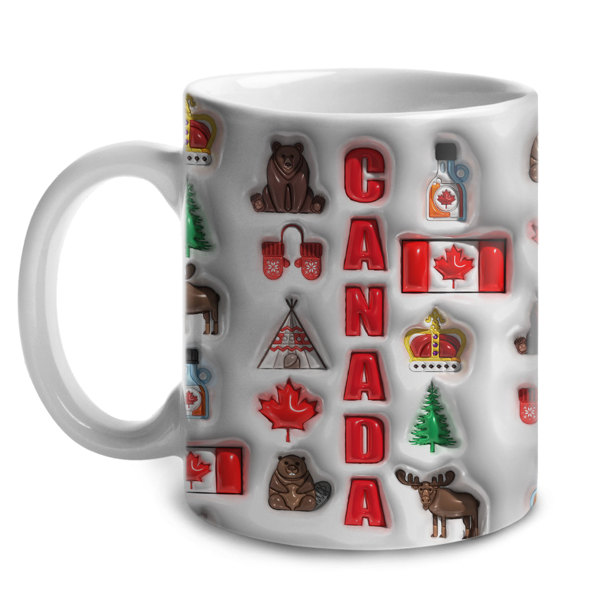 Canada Coffee Mug Cup With Flag Symbols Arround