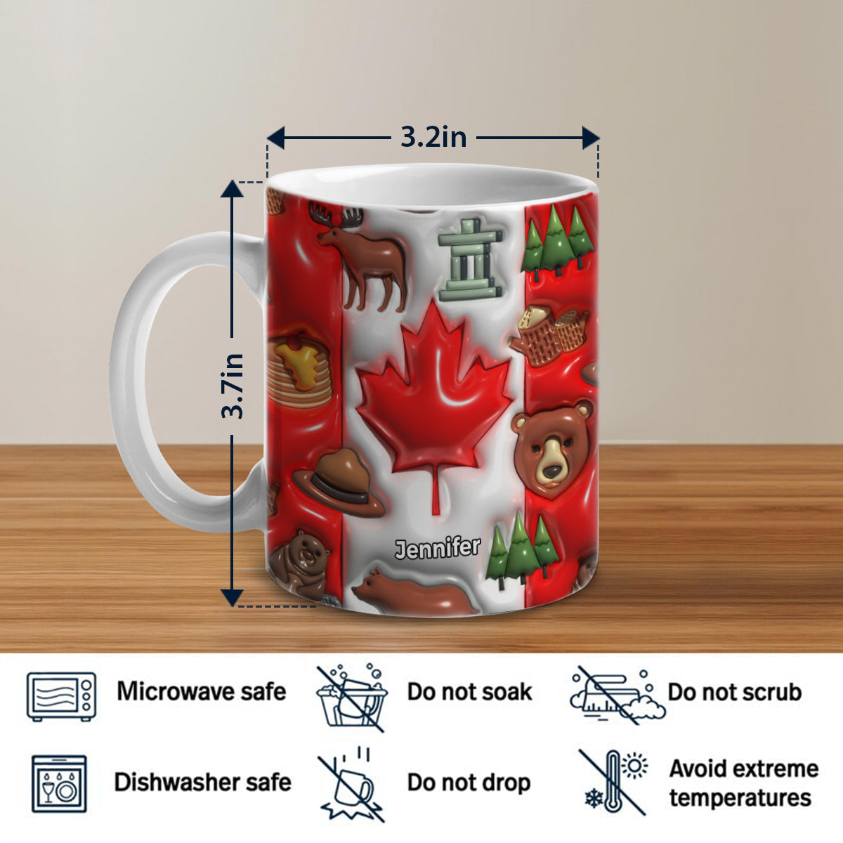 Canada Flag Coffee Mug Cup With Custom Your Name