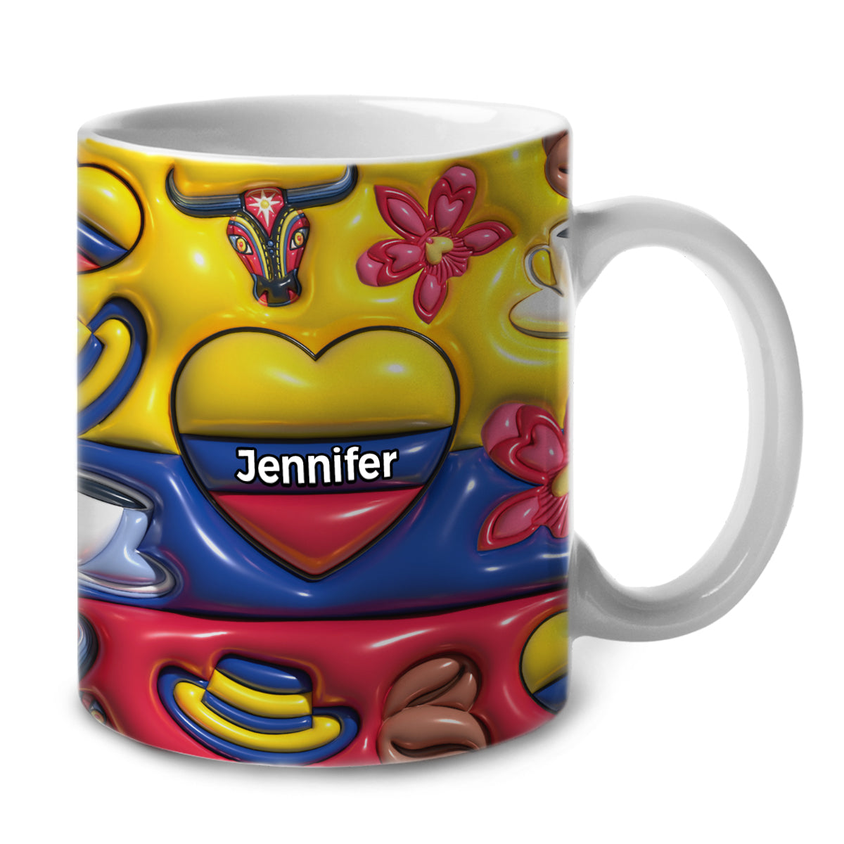 Colombia Flag Coffee Mug Cup With Custom Your Name