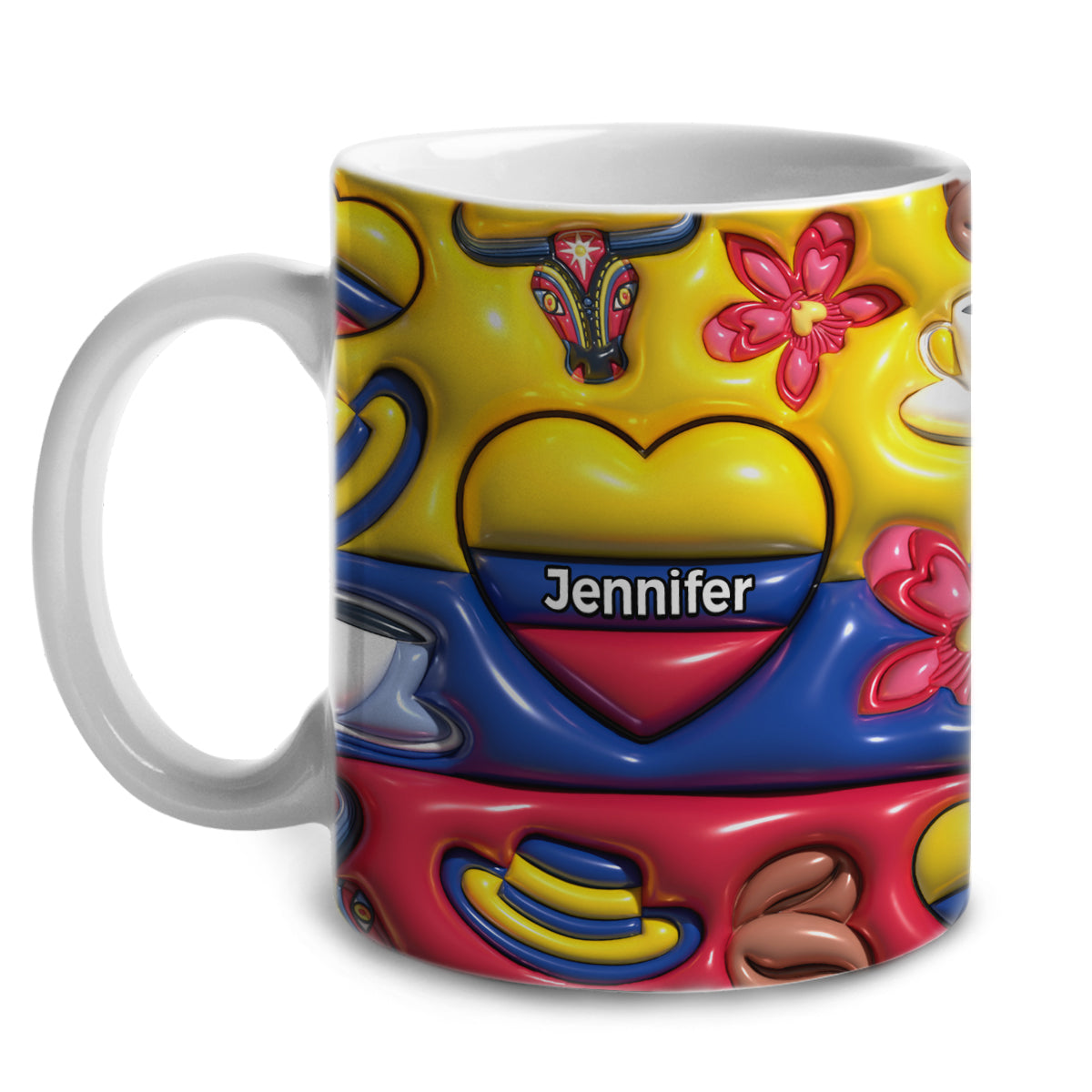 Colombia Flag Coffee Mug Cup With Custom Your Name