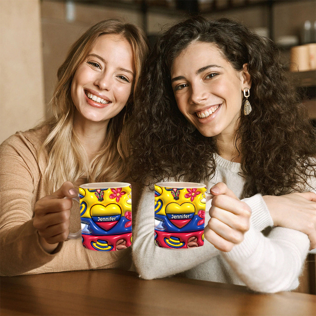 Colombia Flag Coffee Mug Cup With Custom Your Name