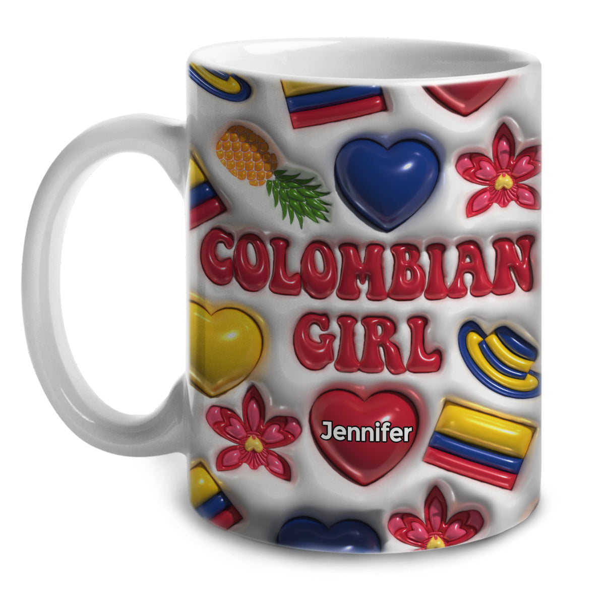 Colombian Girl Coffee Mug Cup With Custom Your Name