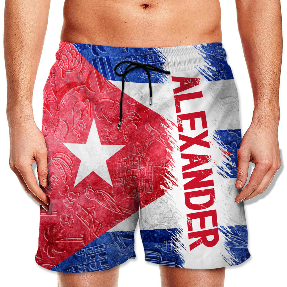 Custom Cuba Men&#39;s Beach Short With Your Name