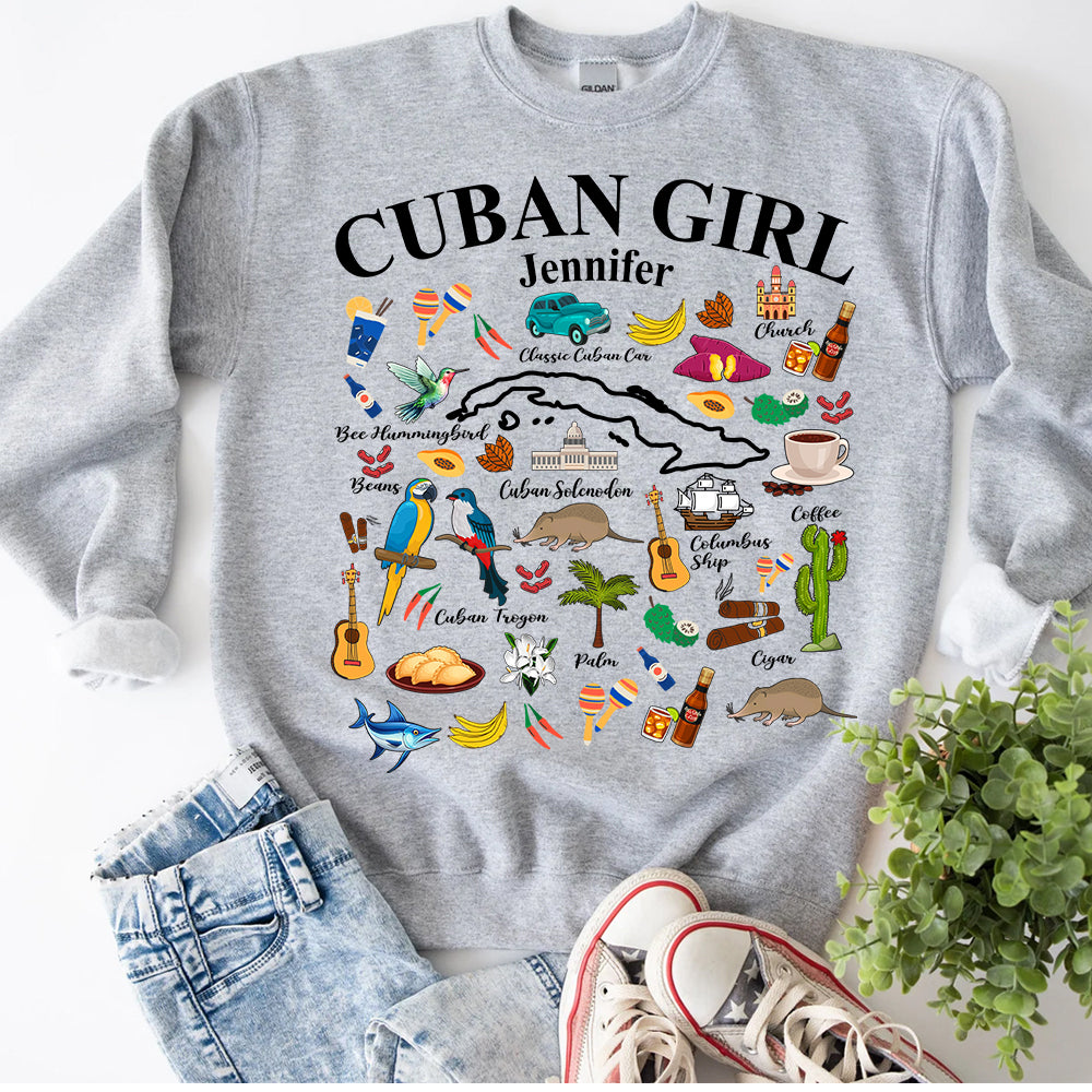 Custom Cuban Girl Sweatshirt With Your Name