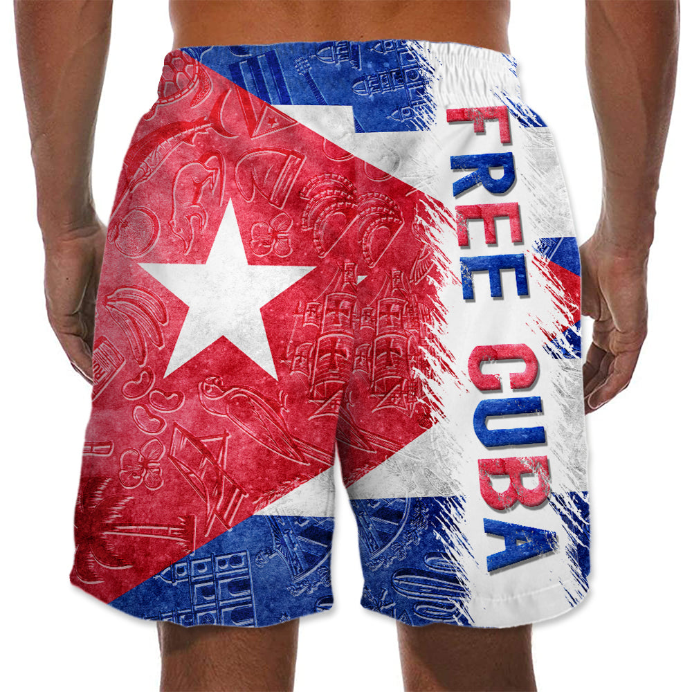 Custom Cuba Men's Beach Short With Your Name