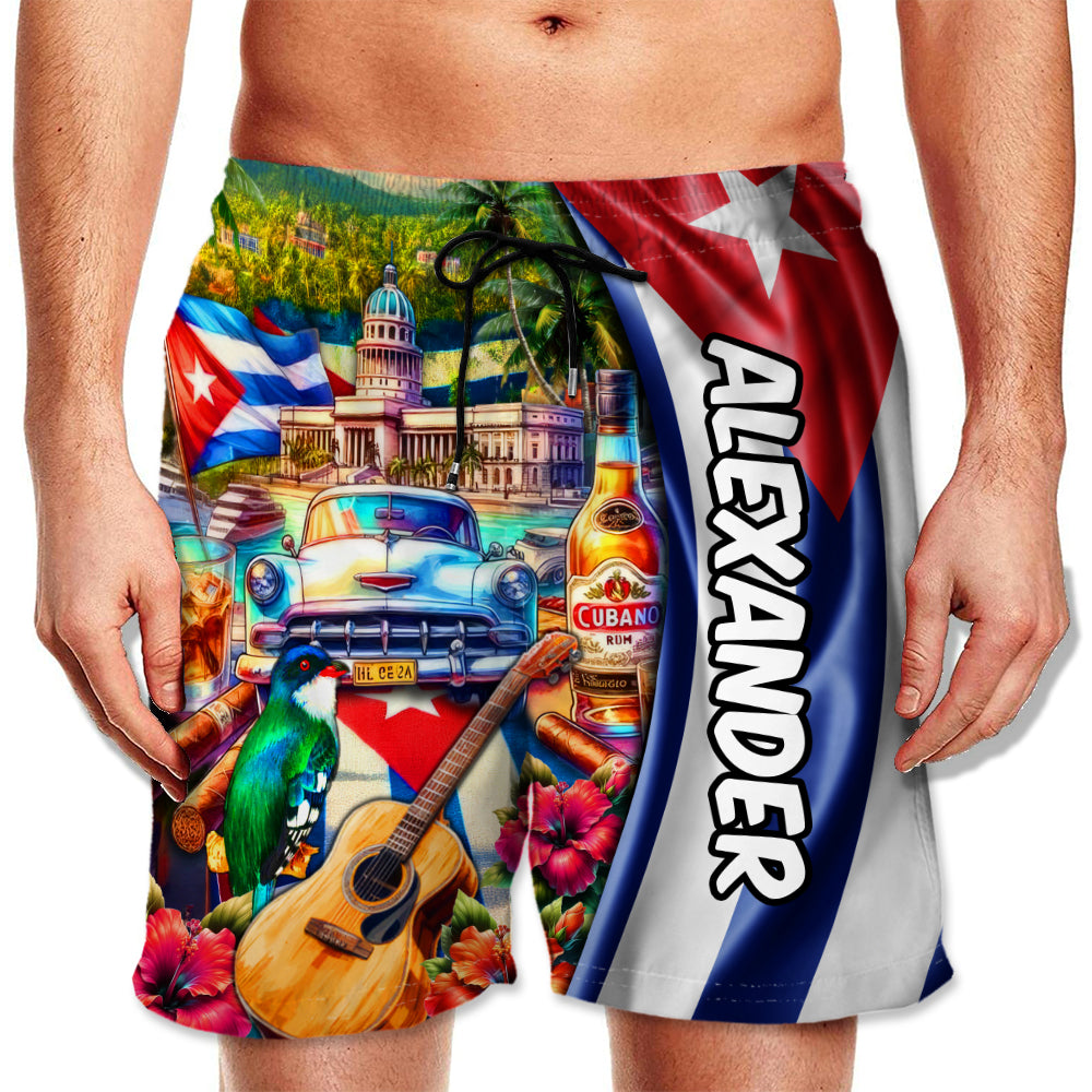 Custom Cuba Men&#39;s Beach Short With Cuban Symbols