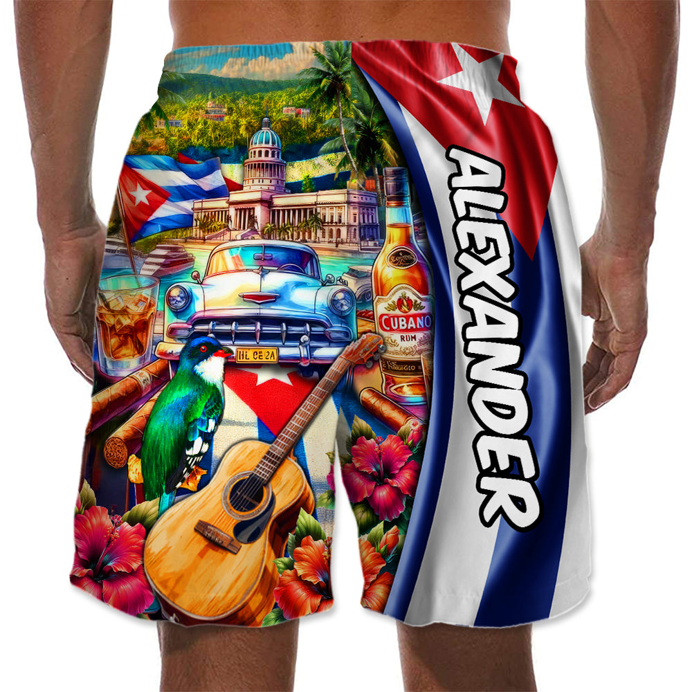 Custom Cuba Men's Beach Short With Cuban Symbols