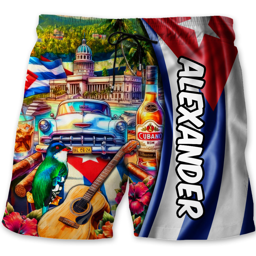 Custom Cuba Men's Beach Short With Cuban Symbols