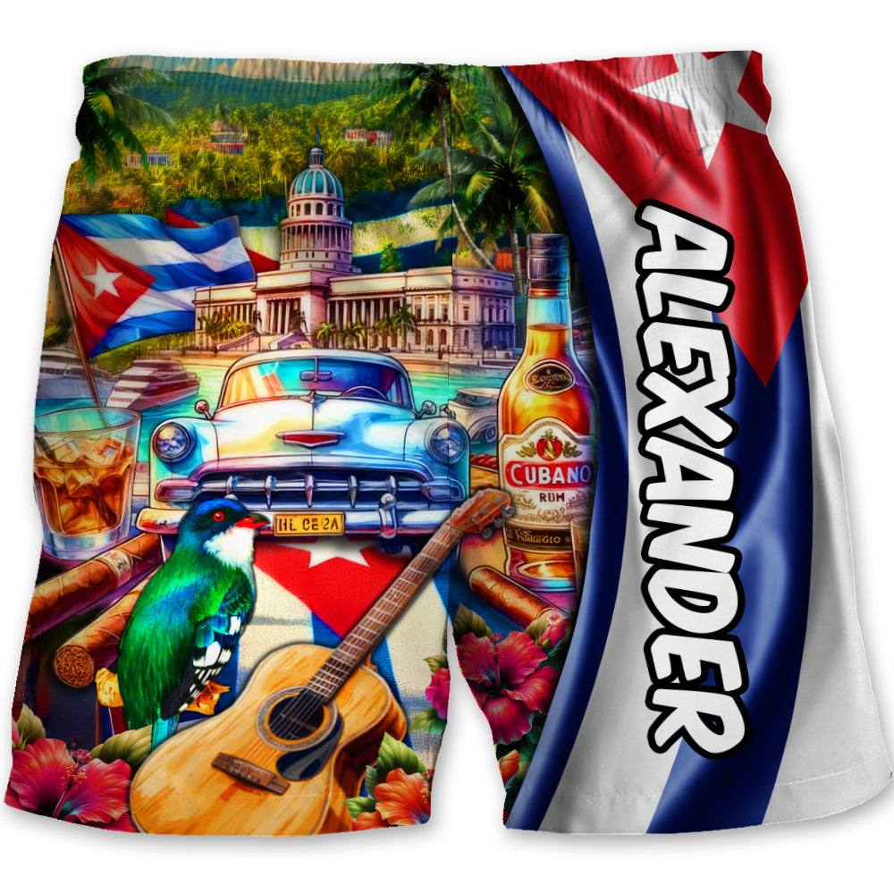 Custom Cuba Men's Beach Short With Cuban Symbols