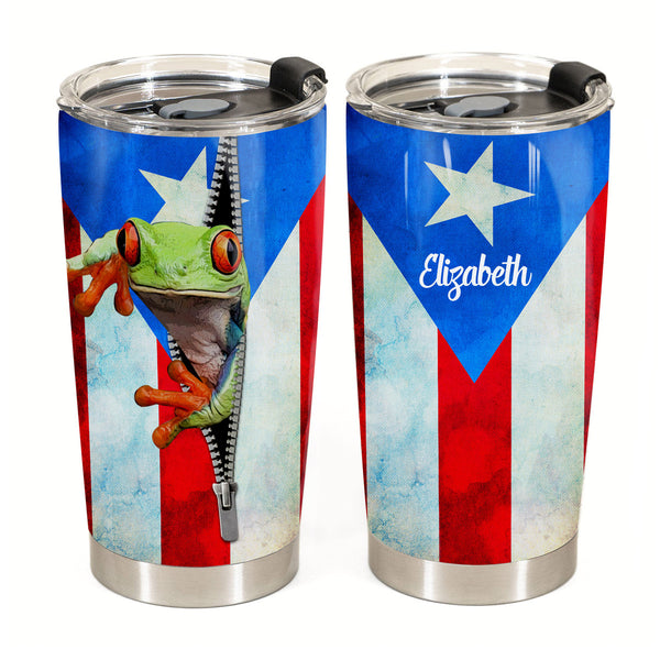 Puerto Rico Personalized 20z Steel Cup Tumbler With PR Flag - Teezalo