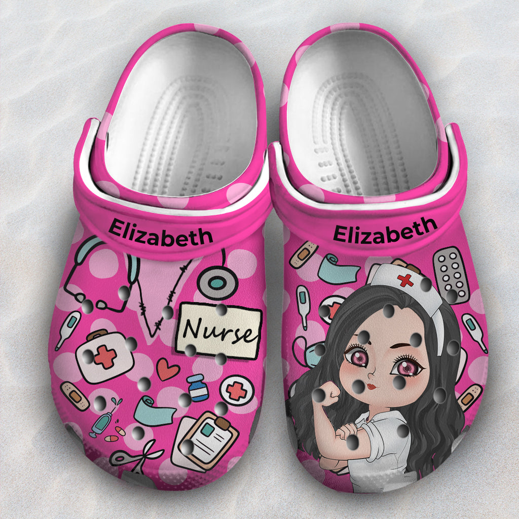 Nurse Is A Work Of Heart Personalized Clogs Shoes - Teezalo