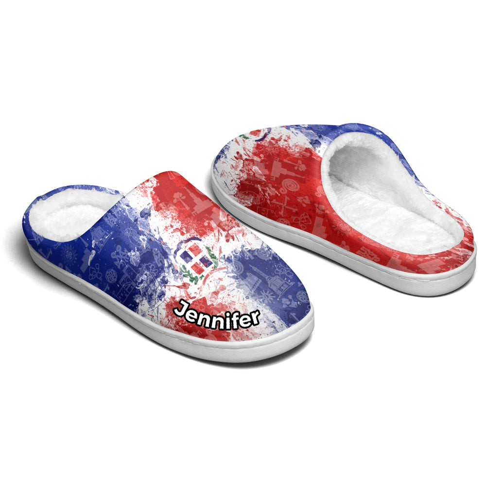 Custom Dominican Flag Symbols Colorful Slippers