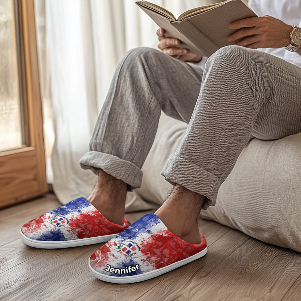 Custom Dominican Flag Symbols Colorful Slippers