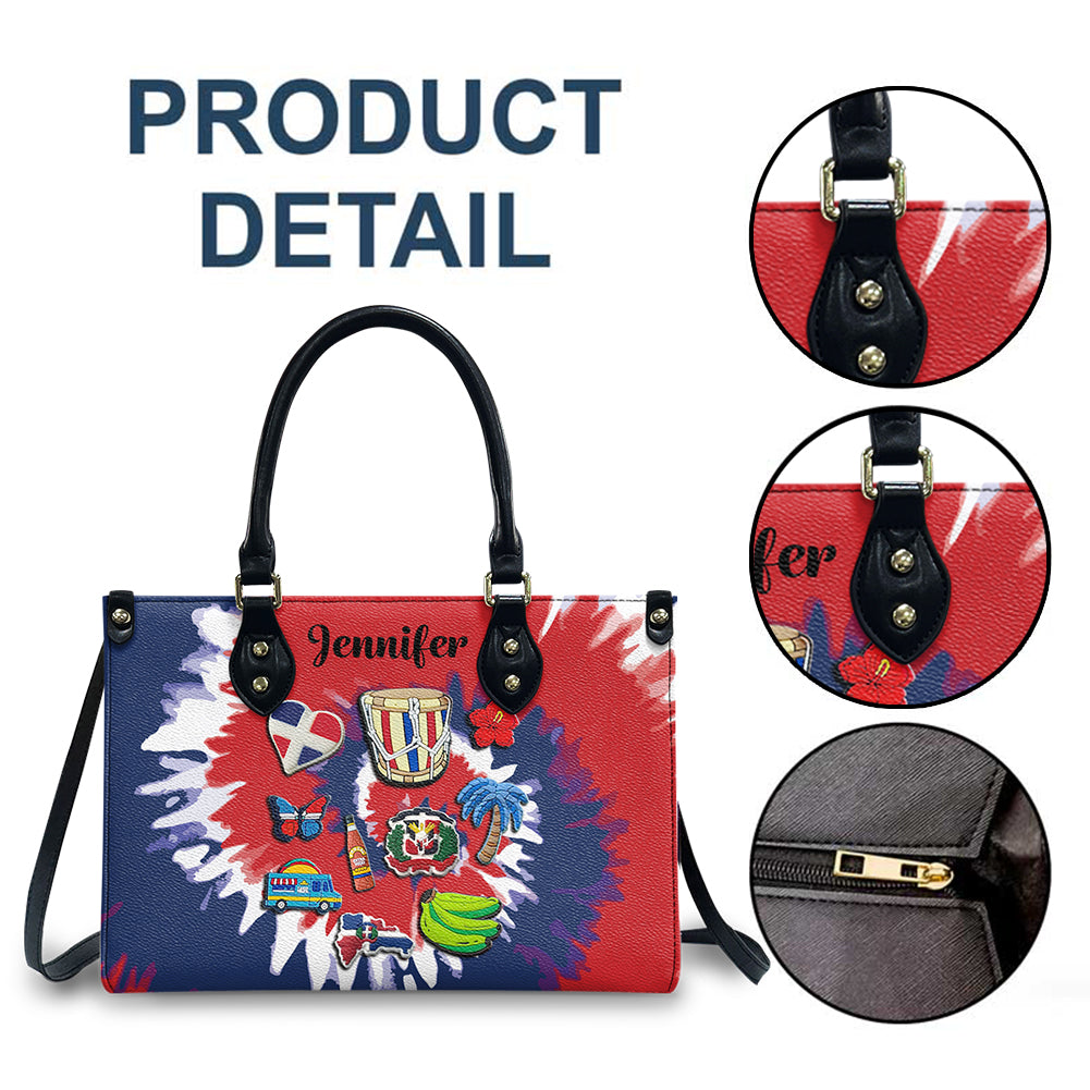 Custom Dominican Leather Handbag Purse With Typical Symbols