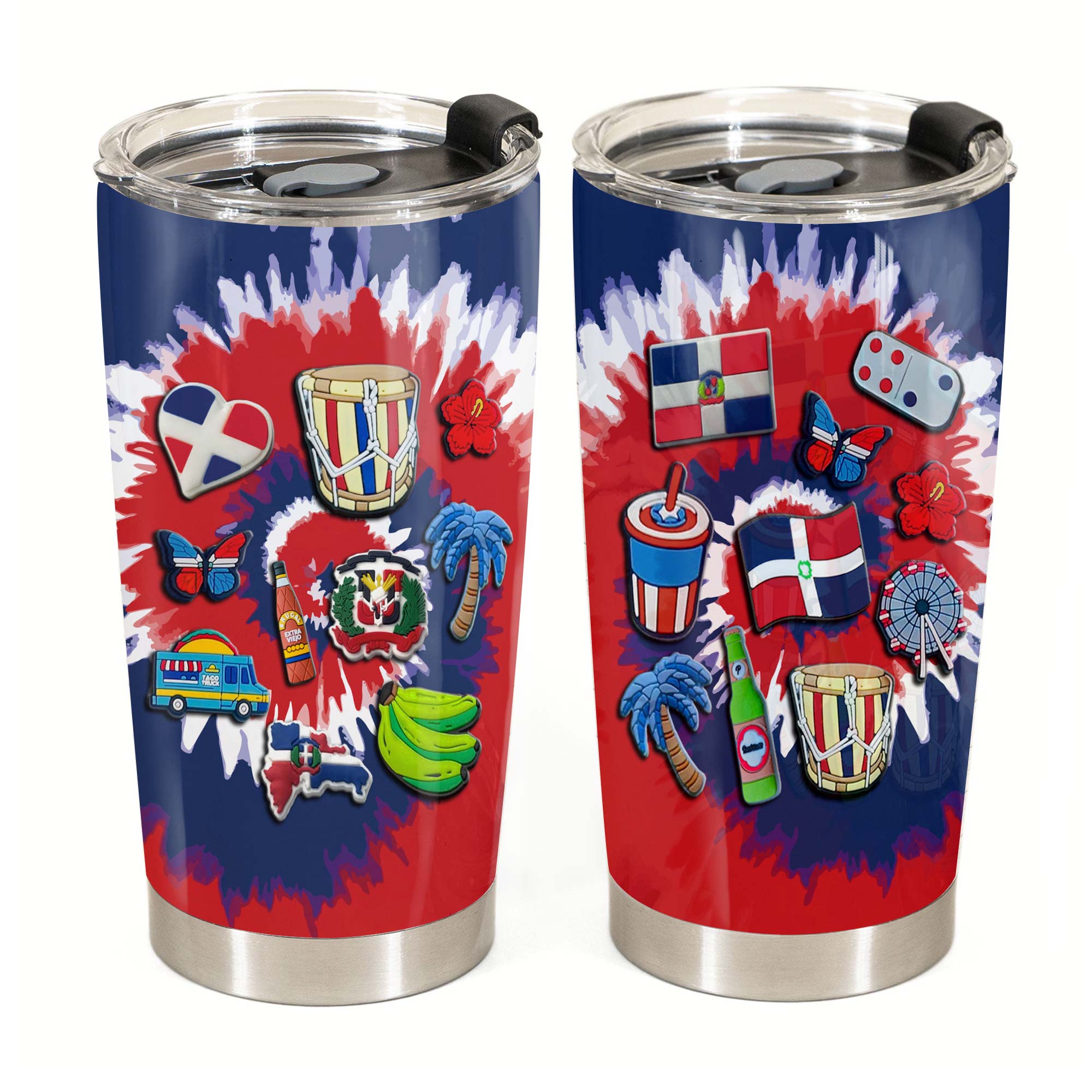 Dominican Personalized Tumbler With Symbols Tie Dye