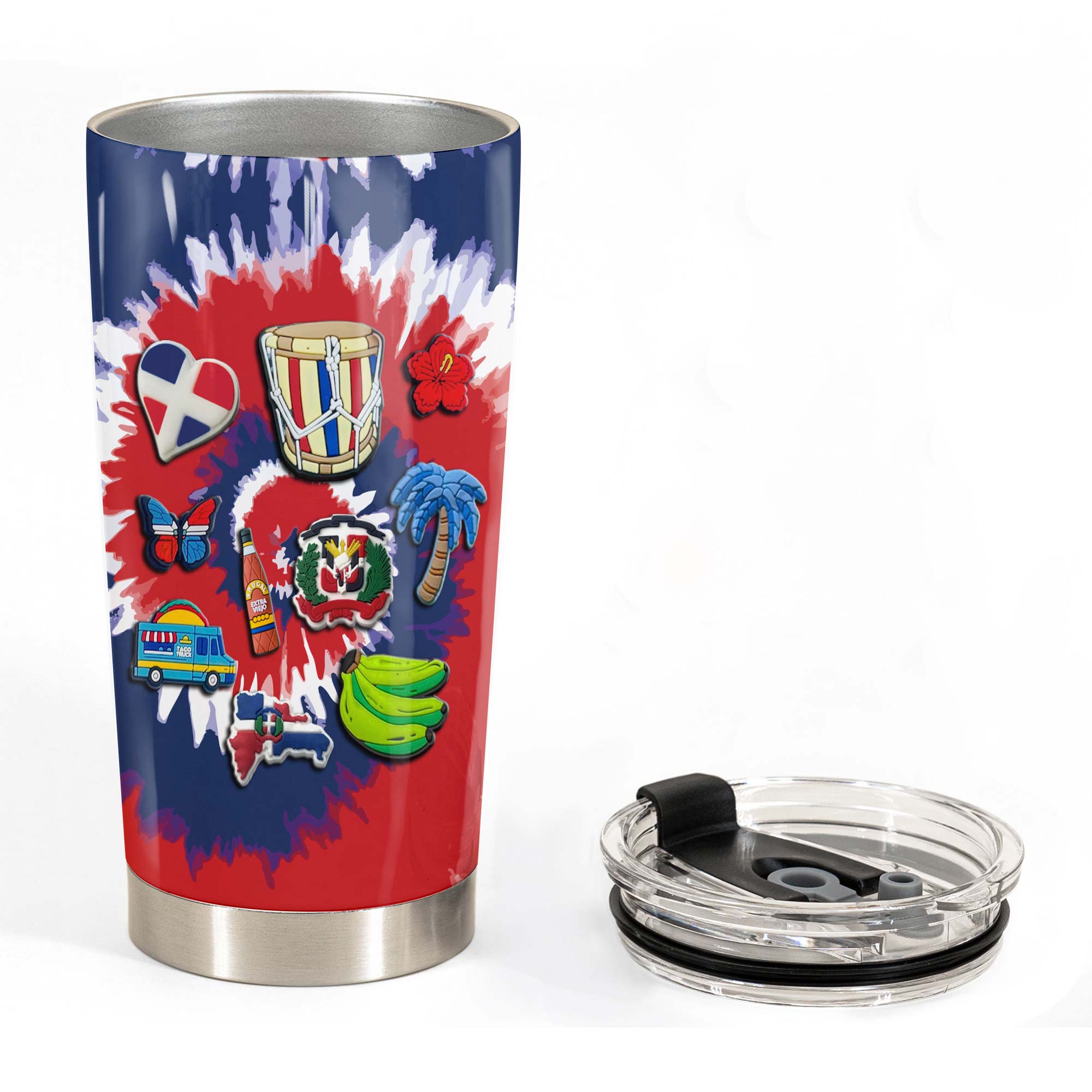 Dominican Personalized Tumbler With Symbols Tie Dye