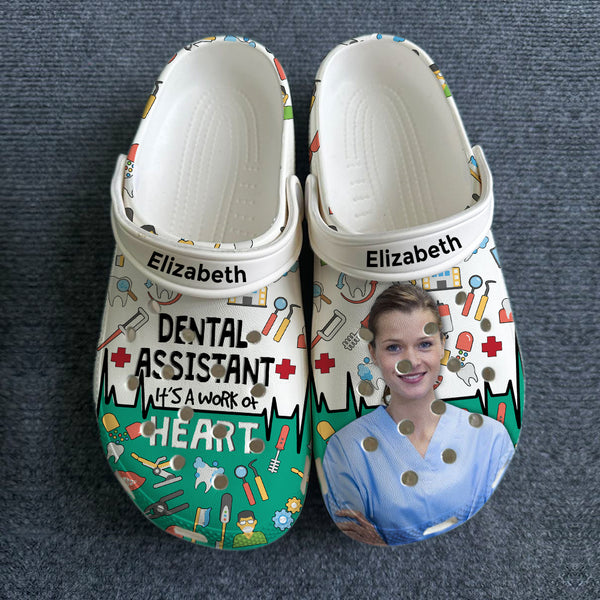 Nurse Is A Work Of Heart Personalized Clogs Shoes - Teezalo