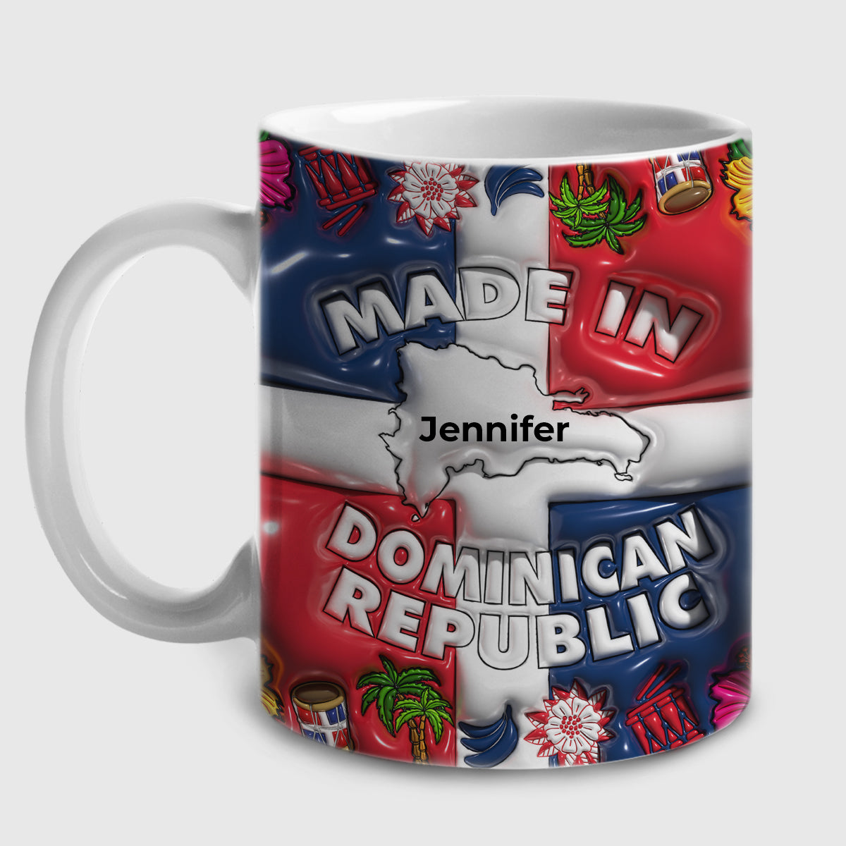 Made In Dominican Coffee Mug Cup With Symbols