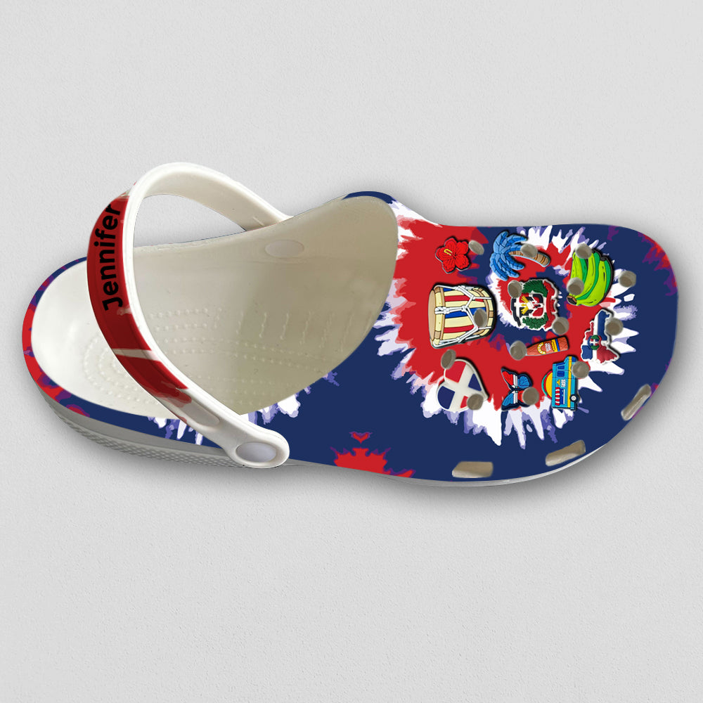 Dominican Personalized Clogs Shoes With Symbols Tie Dye