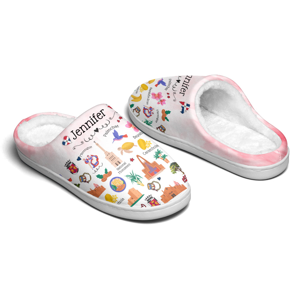 Dominican Republic Customized Slippers With Symbols, Cities, Foods