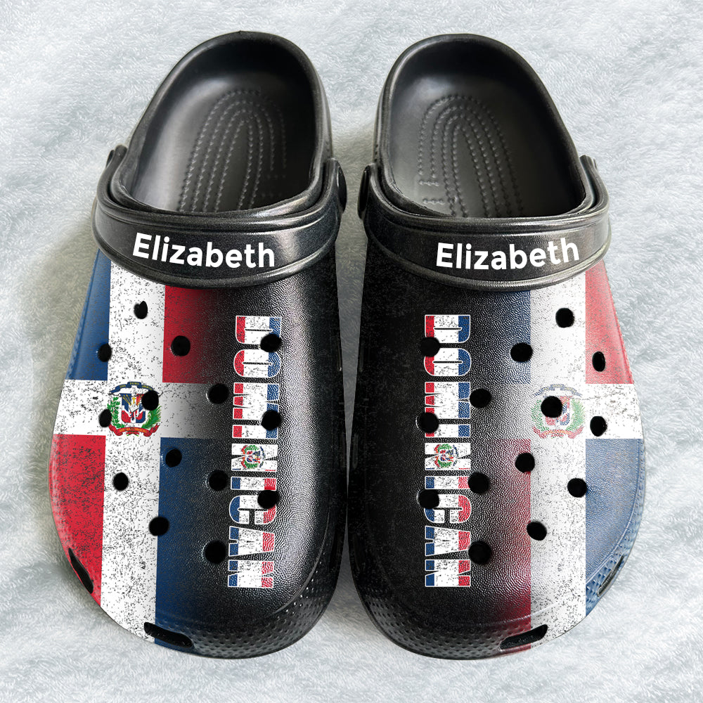 Dominican Personalized Clogs Shoes With A Half Flag v2 Teezalo