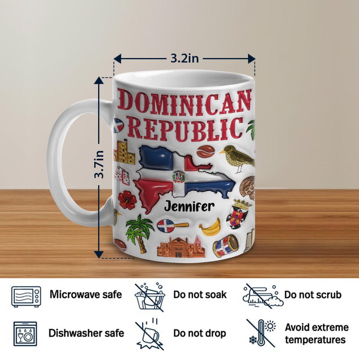 Custom Dominican Republic Coffee Mug Cup With Your Name