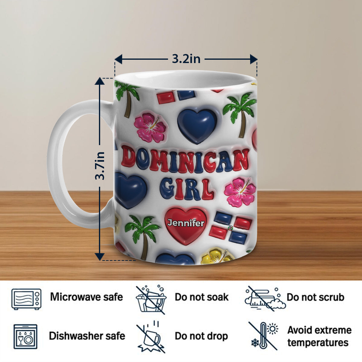 Dominican Girl Coffee Mug Cup With Custom Your Name