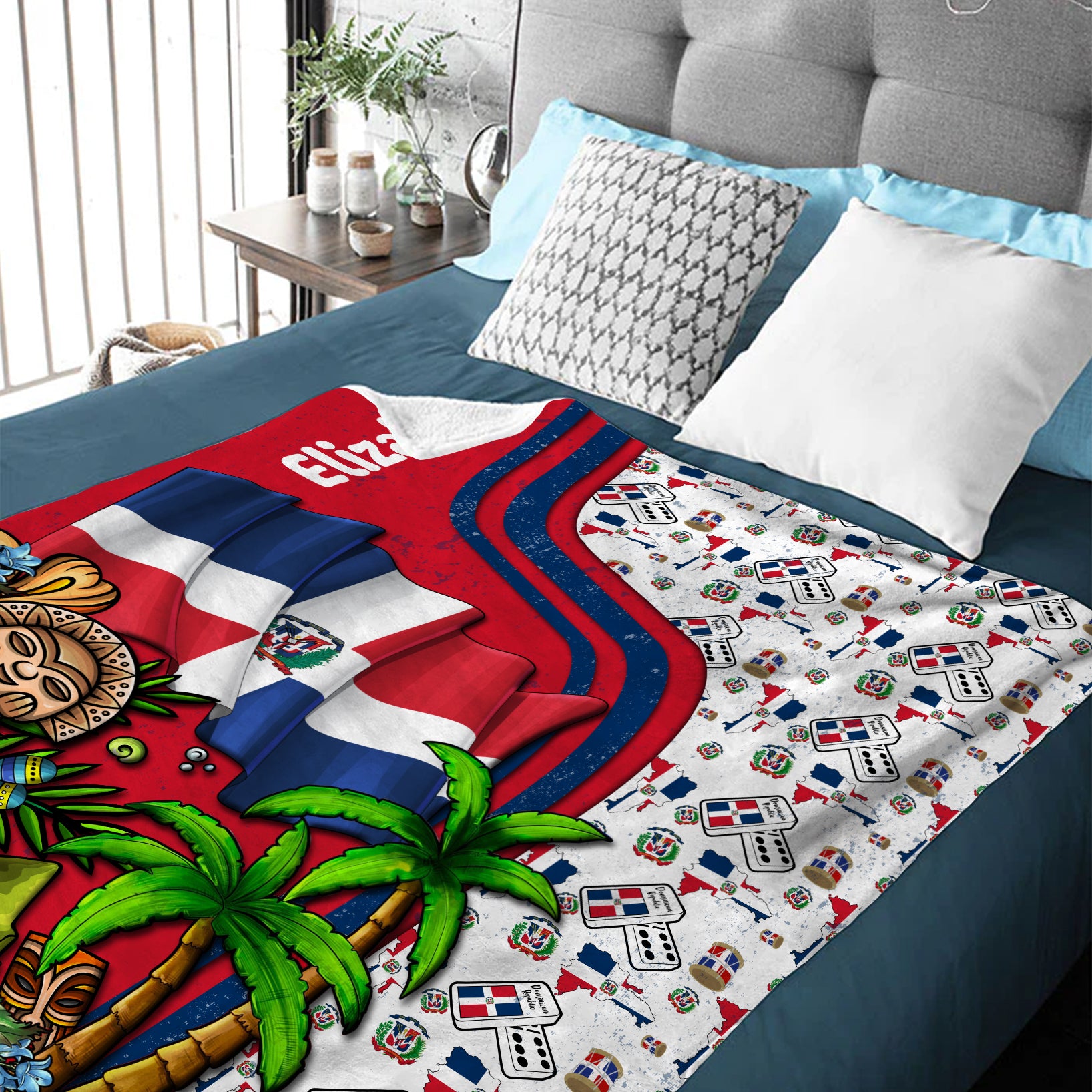 Dominican Personalized Blanket With Dominican Flag Symbols