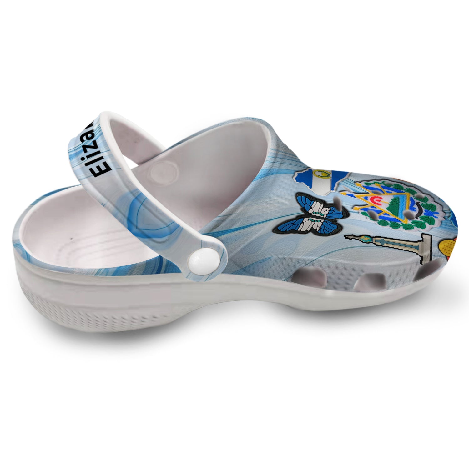 Custom El Salvador Clogs Shoes With Salvadoran Symbols Marbled