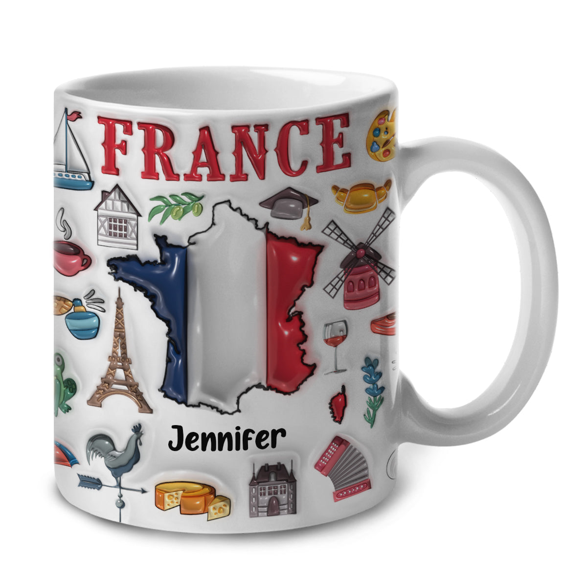 Custom France Coffee Mug Cup With Your Name