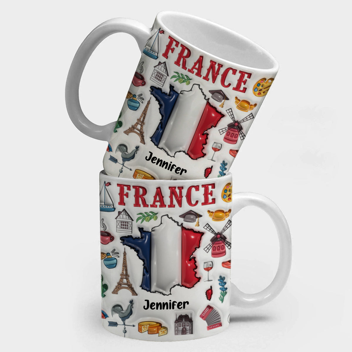 Custom France Coffee Mug Cup With Your Name