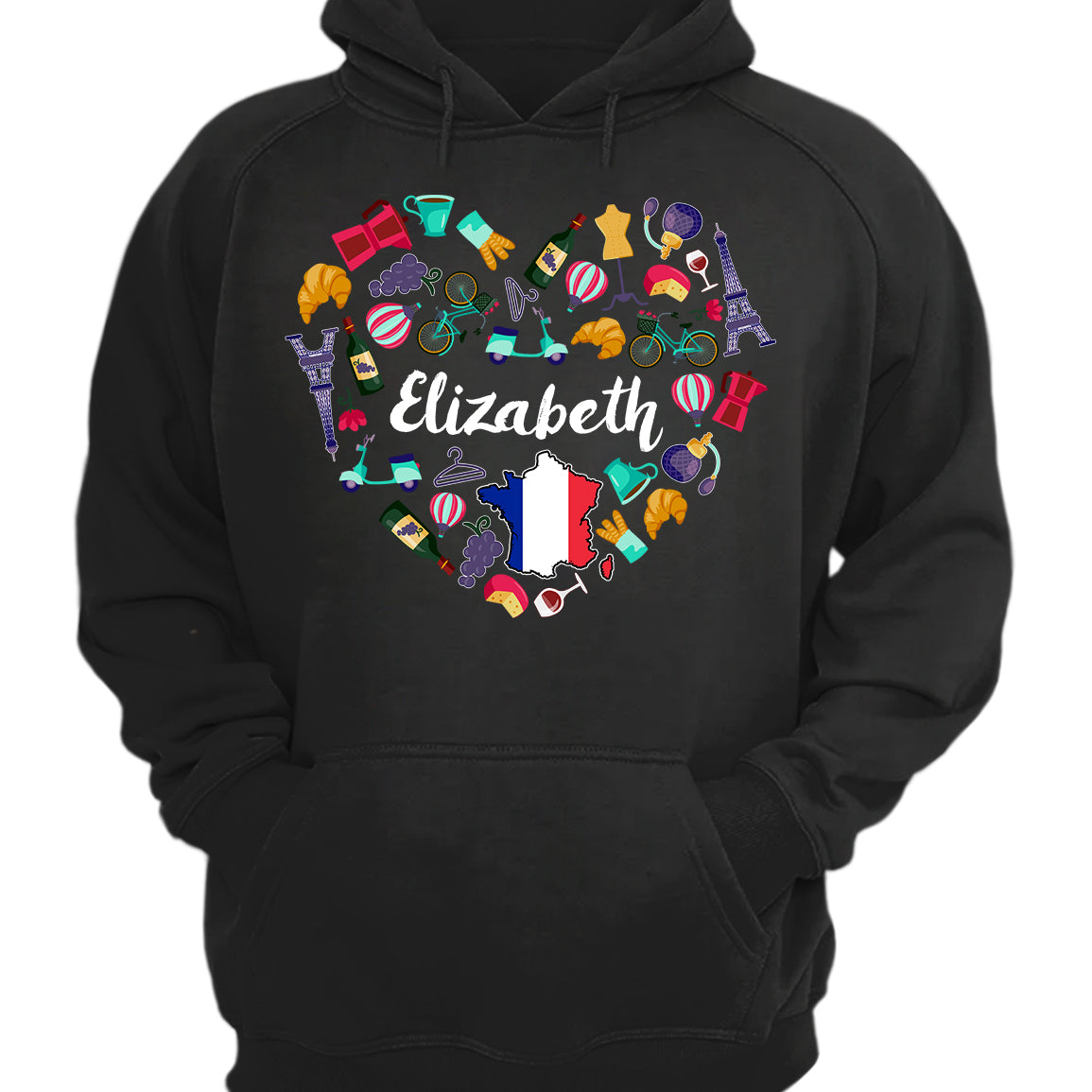 Custom France Heart T-shirt With Your Name