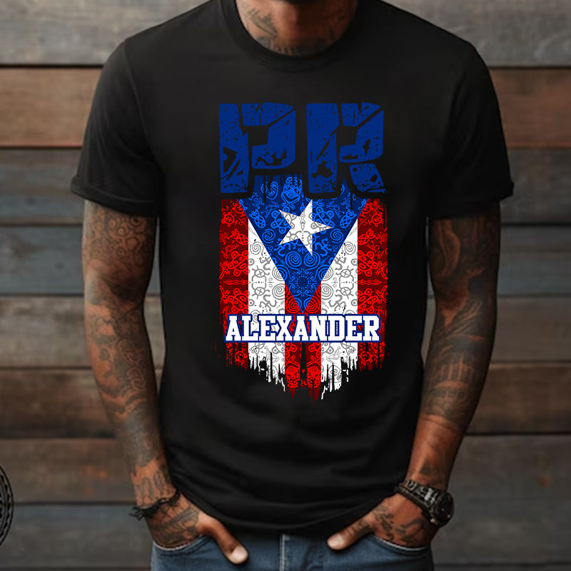 Custom Puerto Rico Flag Hoodie Flag Distressed With Symbols