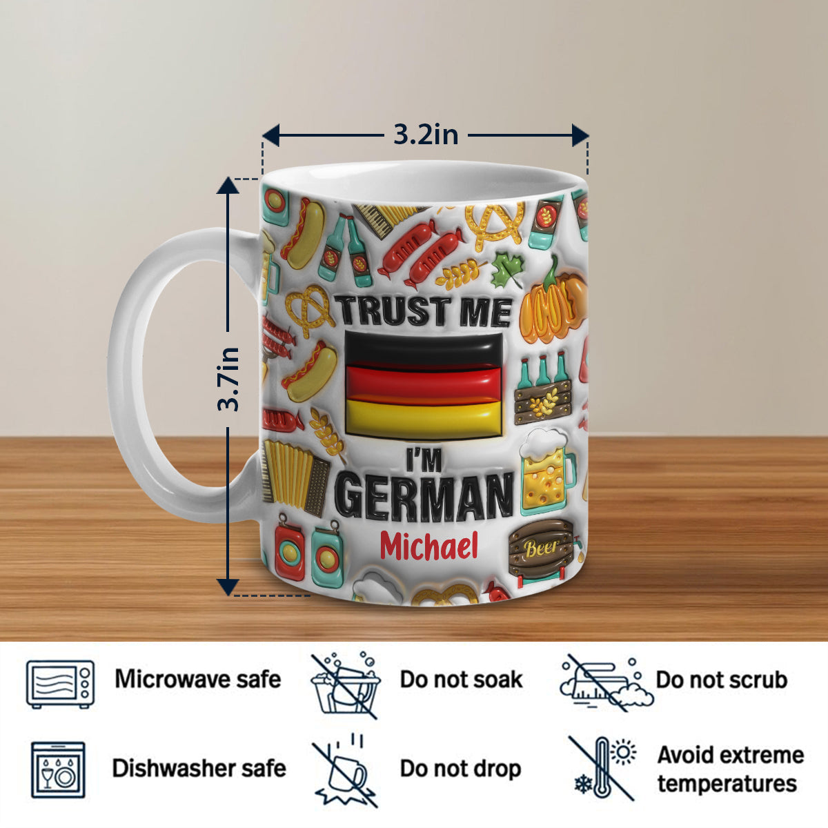 Trust Me I'm German Customized Coffee Mug Cup