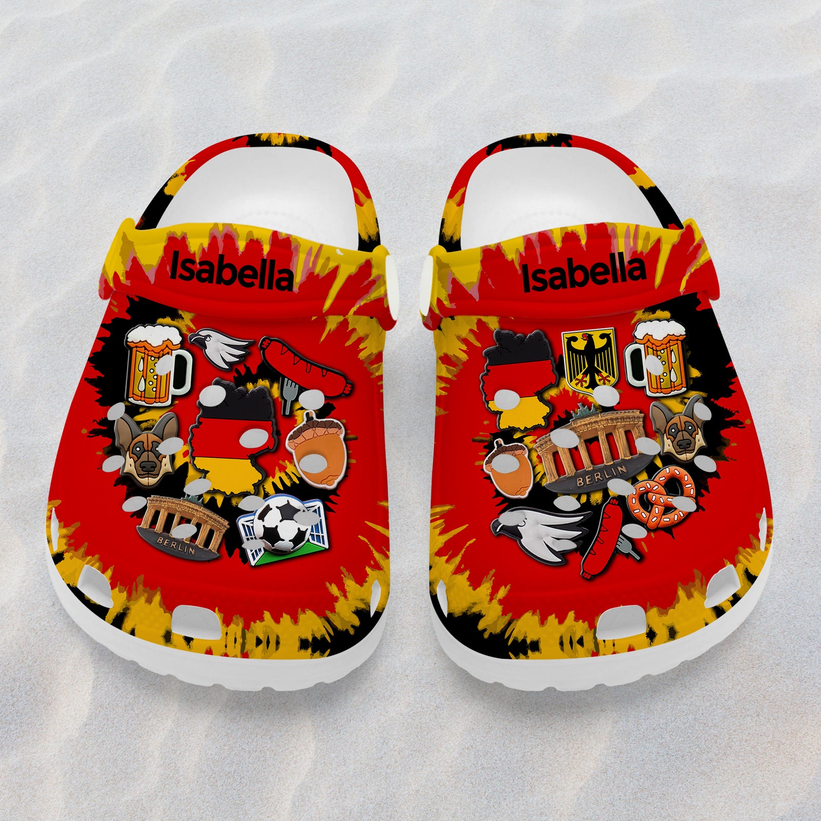 Germany Personalized Kids Clogs Shoes With Symbols Tie Dye